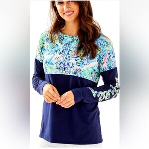 Lilly Pulitzer Finn Top Lilly’s House Printed Long Sleeve Modal Cotton Shirt L